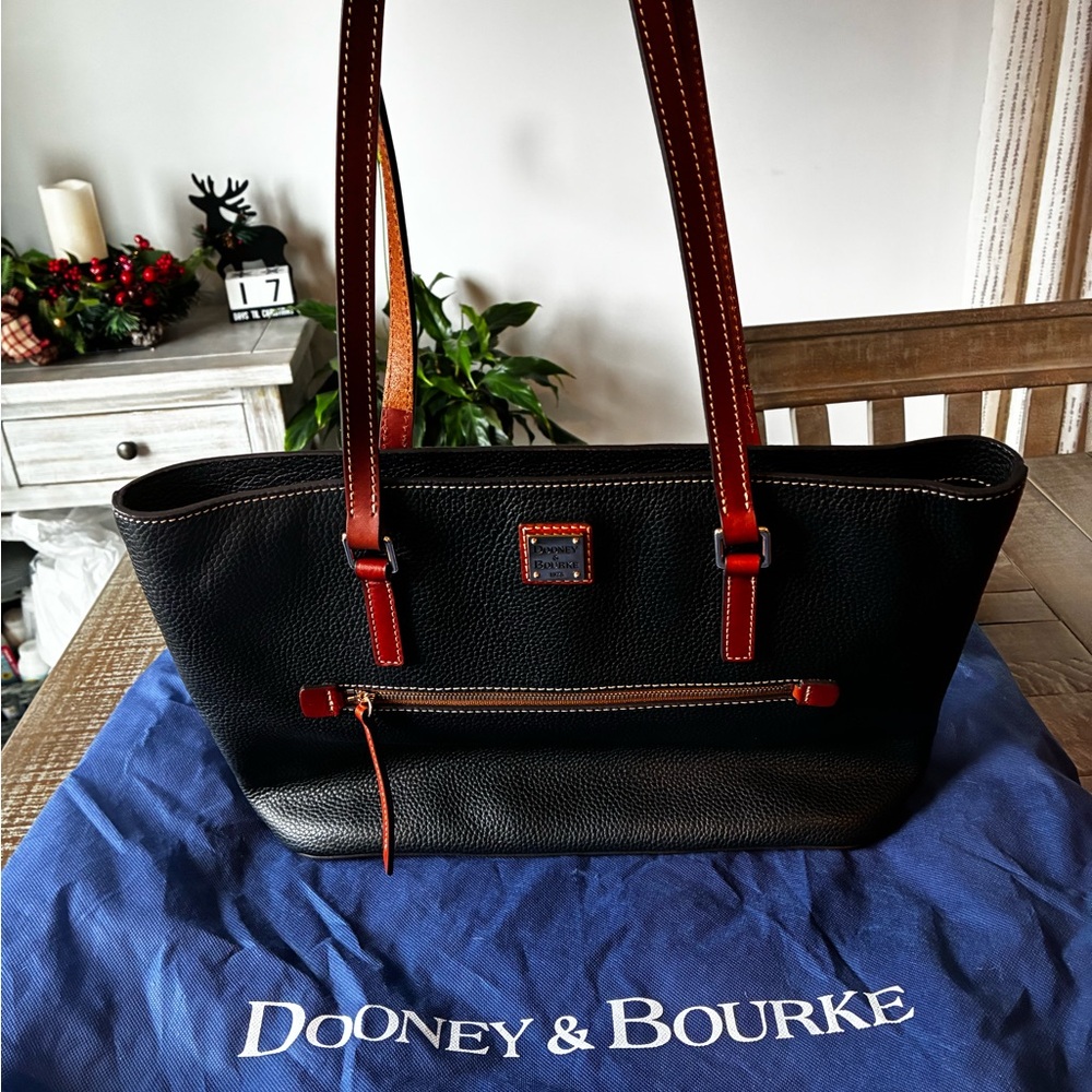 Dooney & Bourke Black and Brown Leather Tote